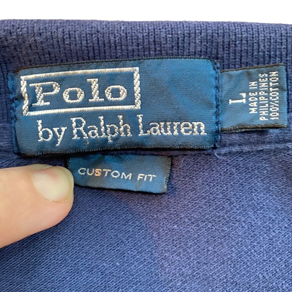 Vintage Polo Ralph Lauren Blue Custom Fit Polo Shirt Mens L - Picture 4 of 4
